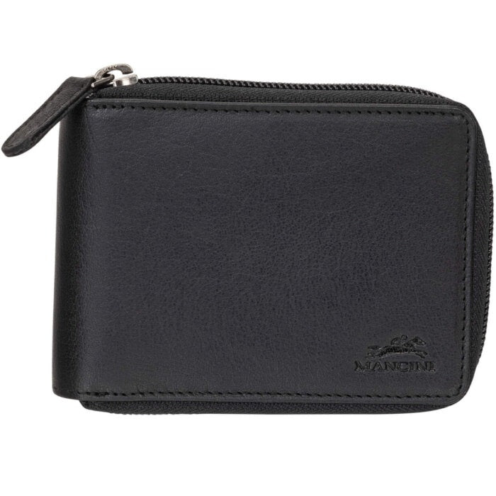 MANCINI Buffalo RFID Secure Zippered Billfold with Removable Passcase 8
