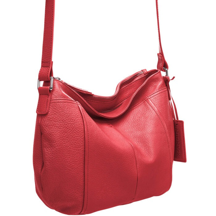 Mancini Pebbled Scarlet Crossbody Hobo Bag 5
