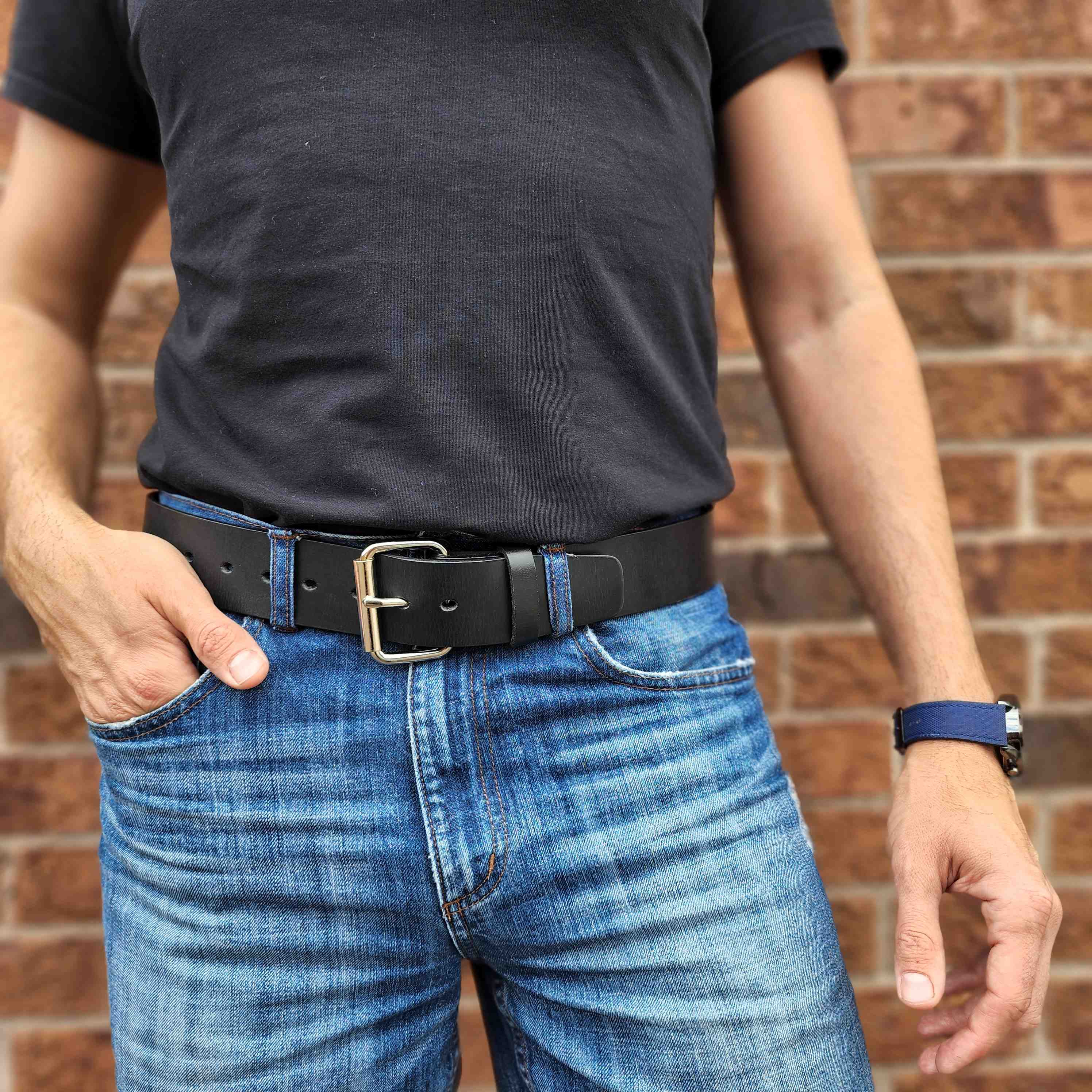 Brown 45 mm 100% Full Grain Bridle Leather Belt for Jeans 5