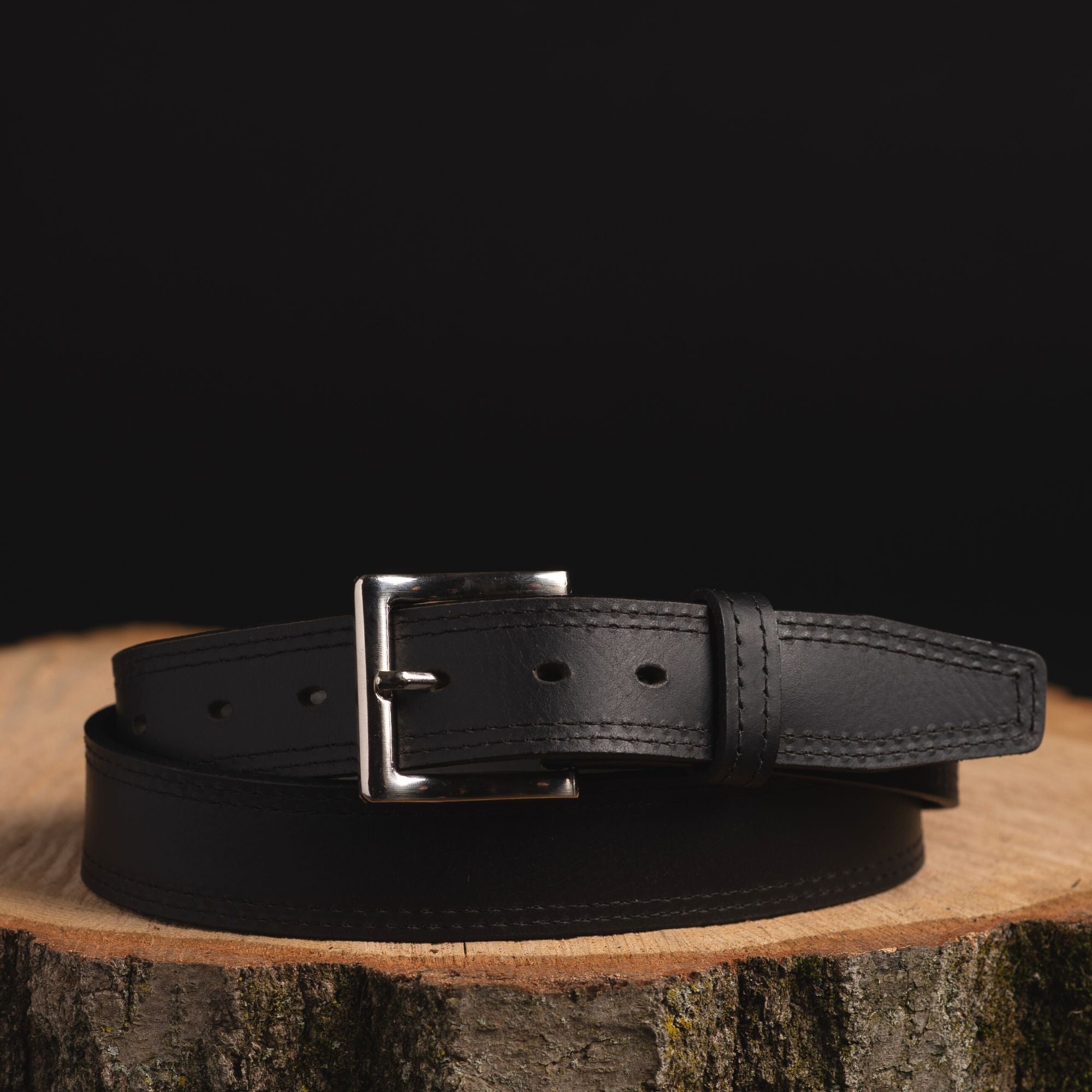 Ceinture Milestone - Ceinture noire habillée 100% cuir véritable  3