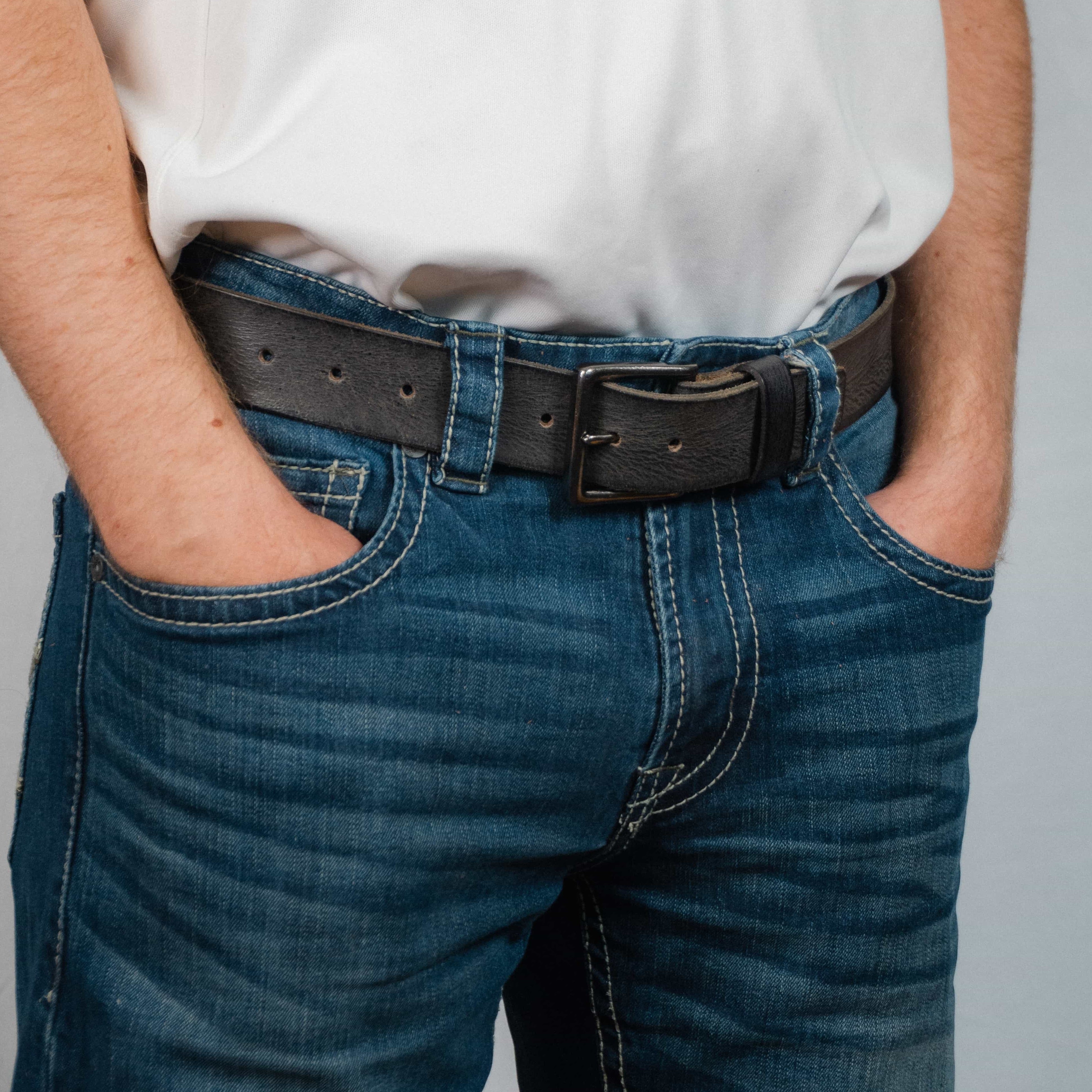 The Mountain Belt - Grey Leather Belt with Charred Edges 4