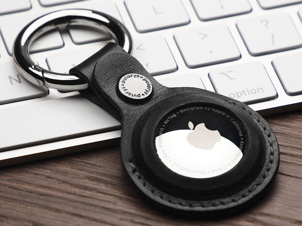 Pularys Nomad Leather Key Ring Air Tag Holder Black
