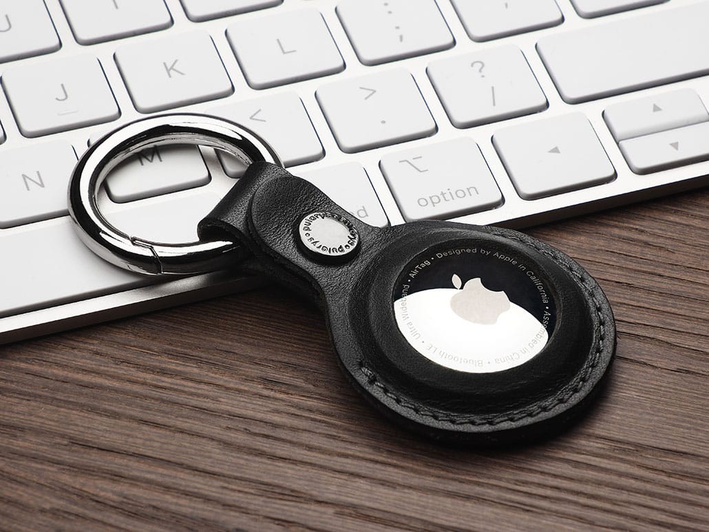 Pularys Nomad Leather Key Ring Air Tag Holder Black