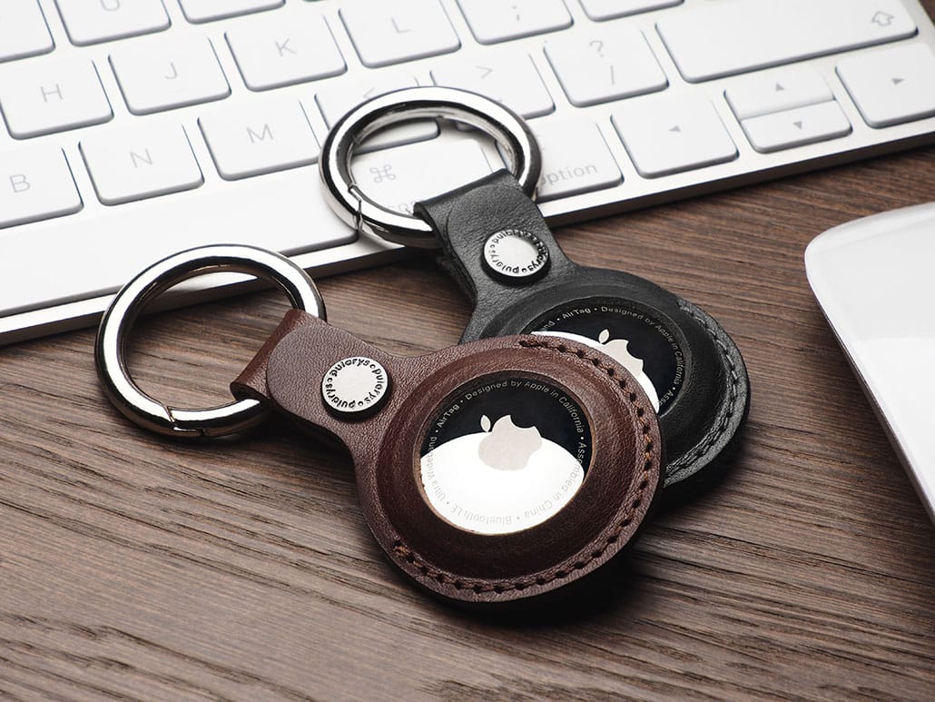 Pularys Nomad Leather Key Ring Air Tag Holder Brown