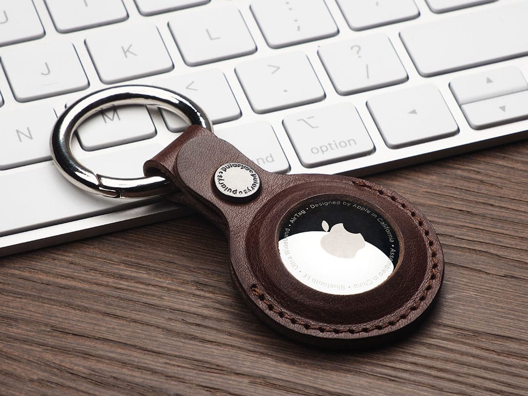 Pularys Nomad Leather Key Ring Air Tag Holder Brown