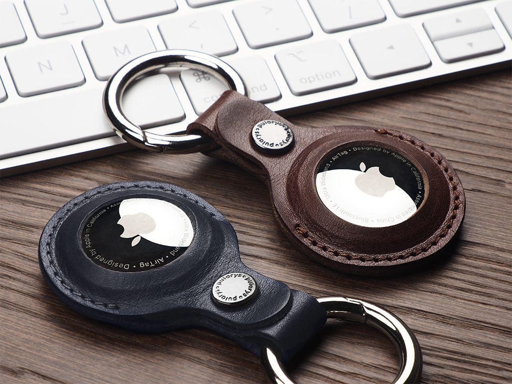 Pularys Nomad Leather Key Ring Air Tag Holder Navy Blue 4