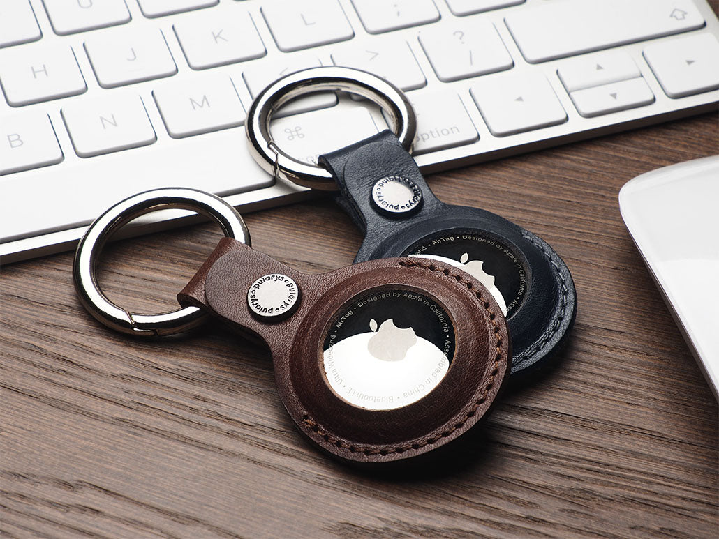 Pularys Nomad Leather Key Ring Air Tag Holder Navy Blue