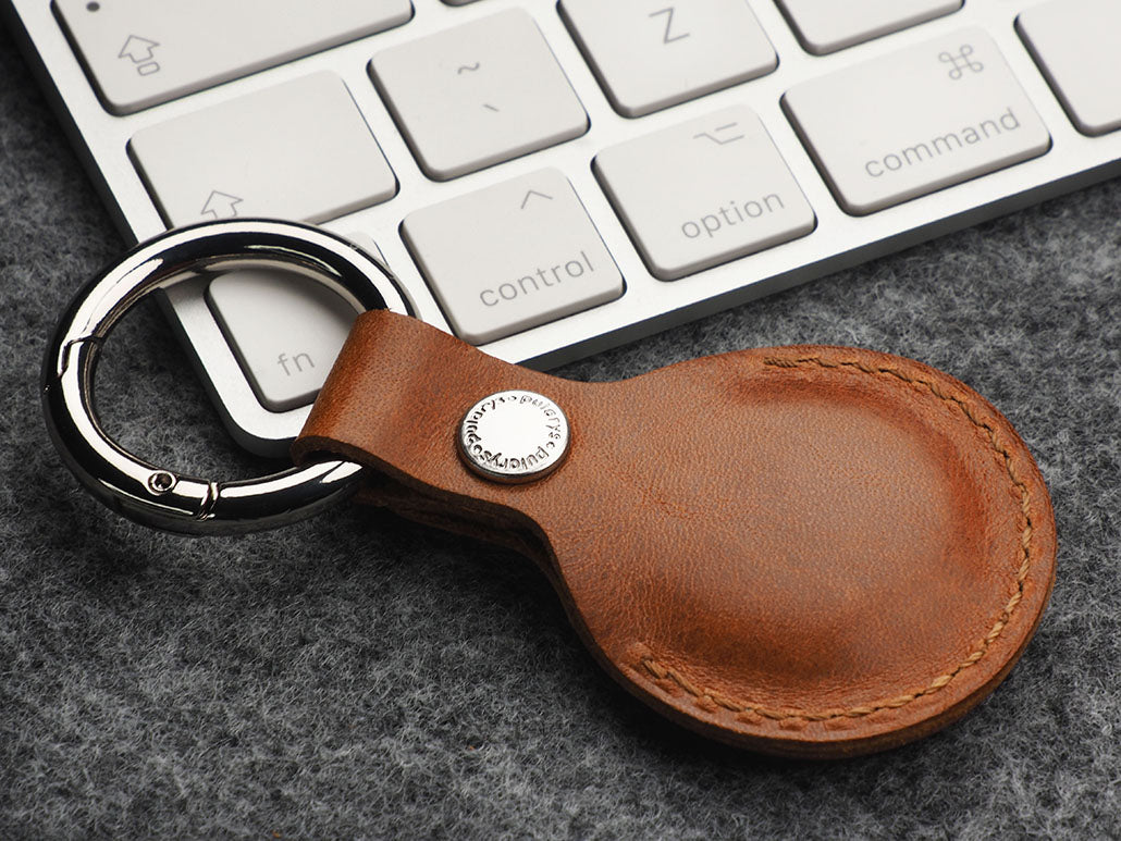 Pularys Nomad Leather Key Ring Air Tag Holder Cognac 3