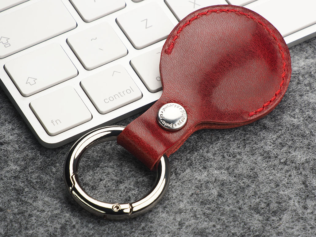 Pularys Nomad Leather Key Ring Air Tag Holder Red 3