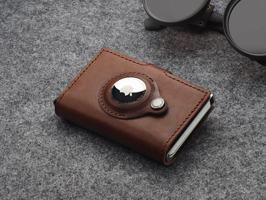 Pularys Easy Air Tag Holder Nomad Leather Brown
