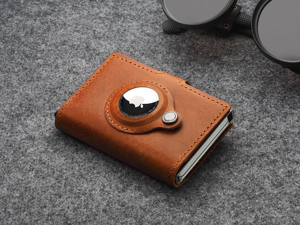 Pularys Easy Air Tag Holder Nomad Leather Cognac