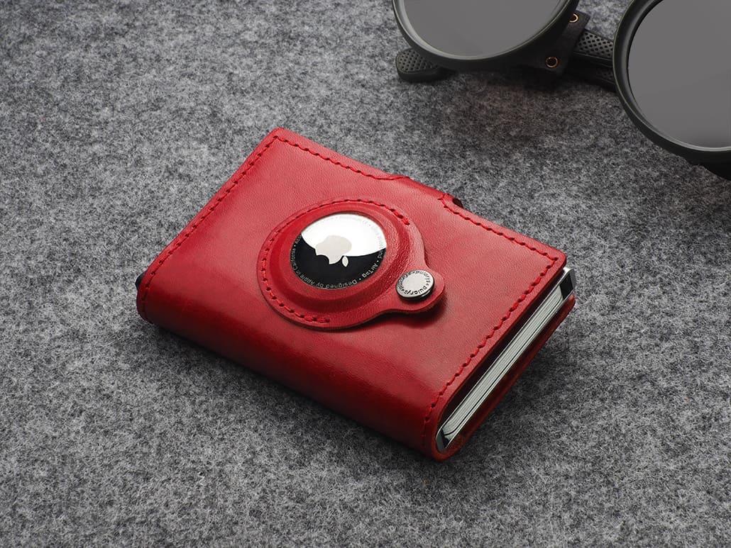 Pularys Easy Air Tag Holder Nomad Leather Red