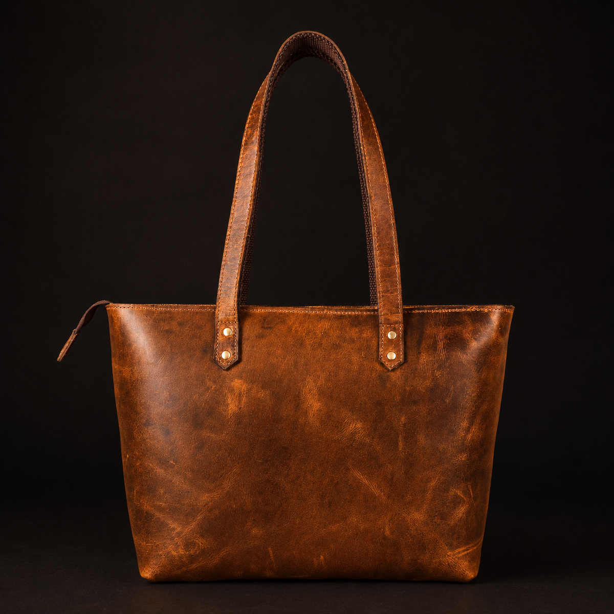 Classic Cognac Leather Tote Bag 16