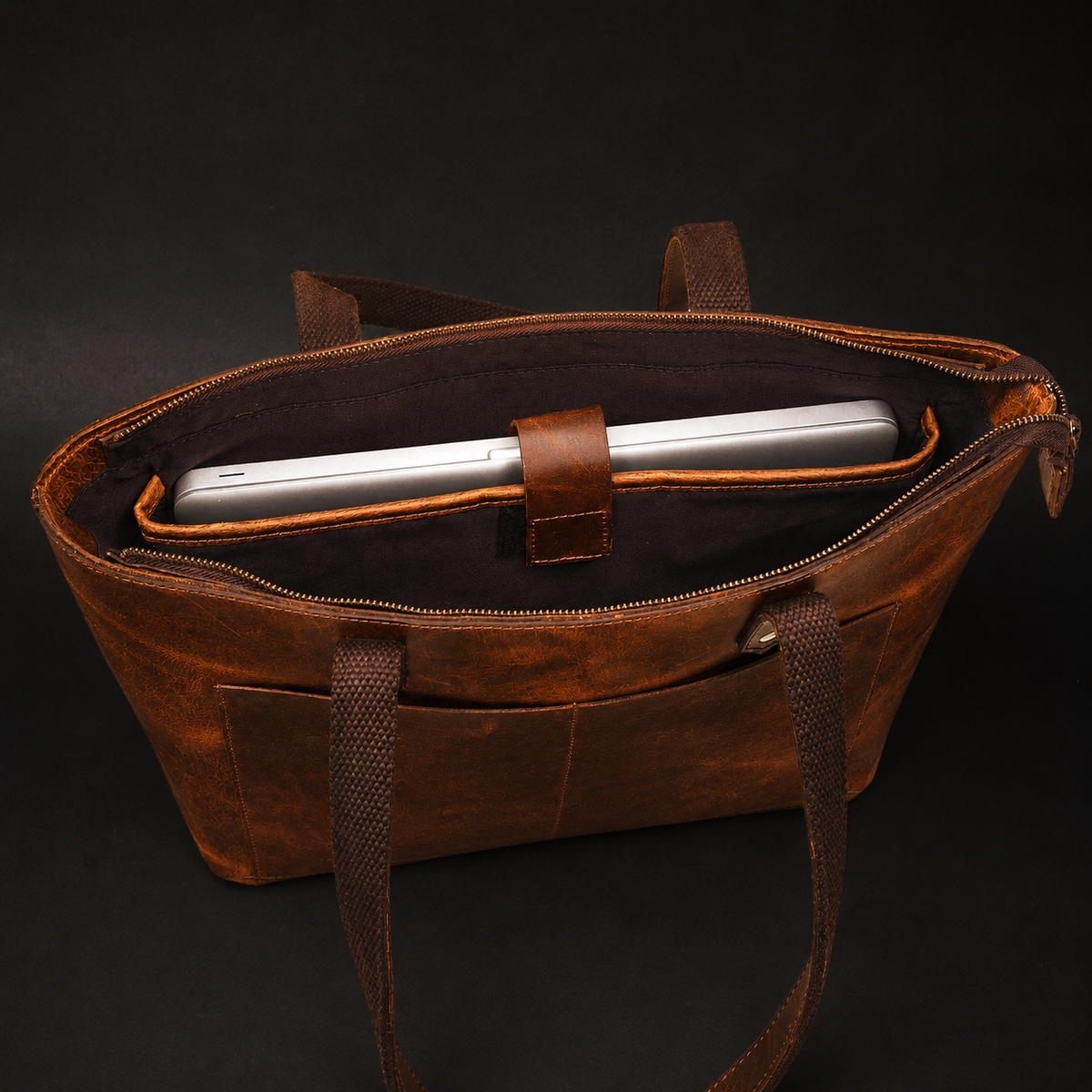 Classic Cognac Leather Tote Bag 4