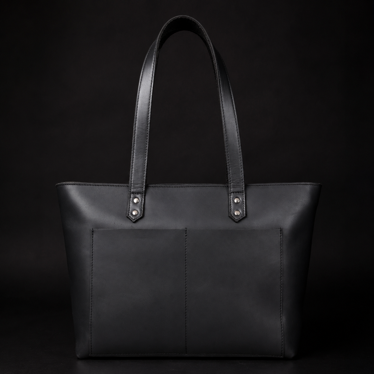 Classic Black Leather Tote Bag 14