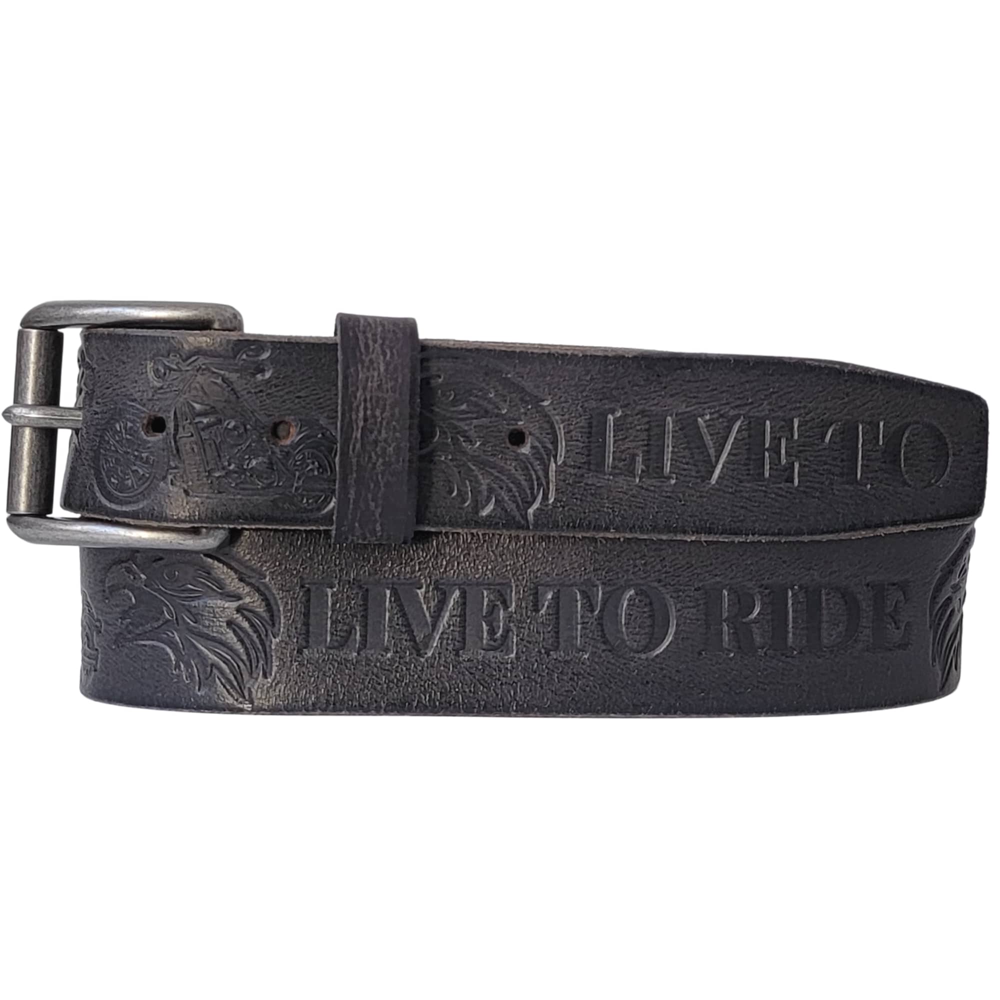 Live to Ride - Cognac 100% Full Grain Leather Biker Belt 3