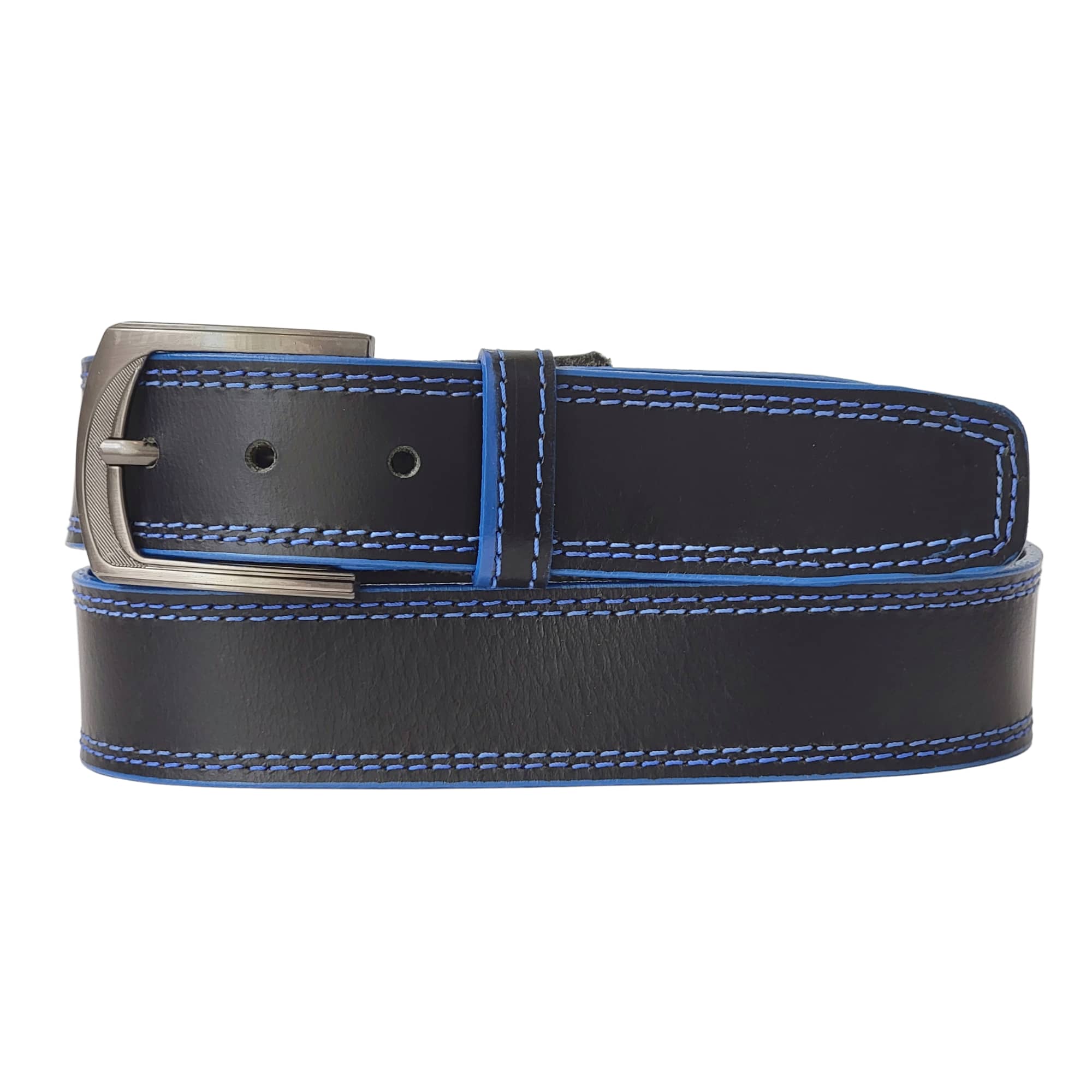 The Diablo Belt - Black Full Grain Leather Belt with Red Stitches 4