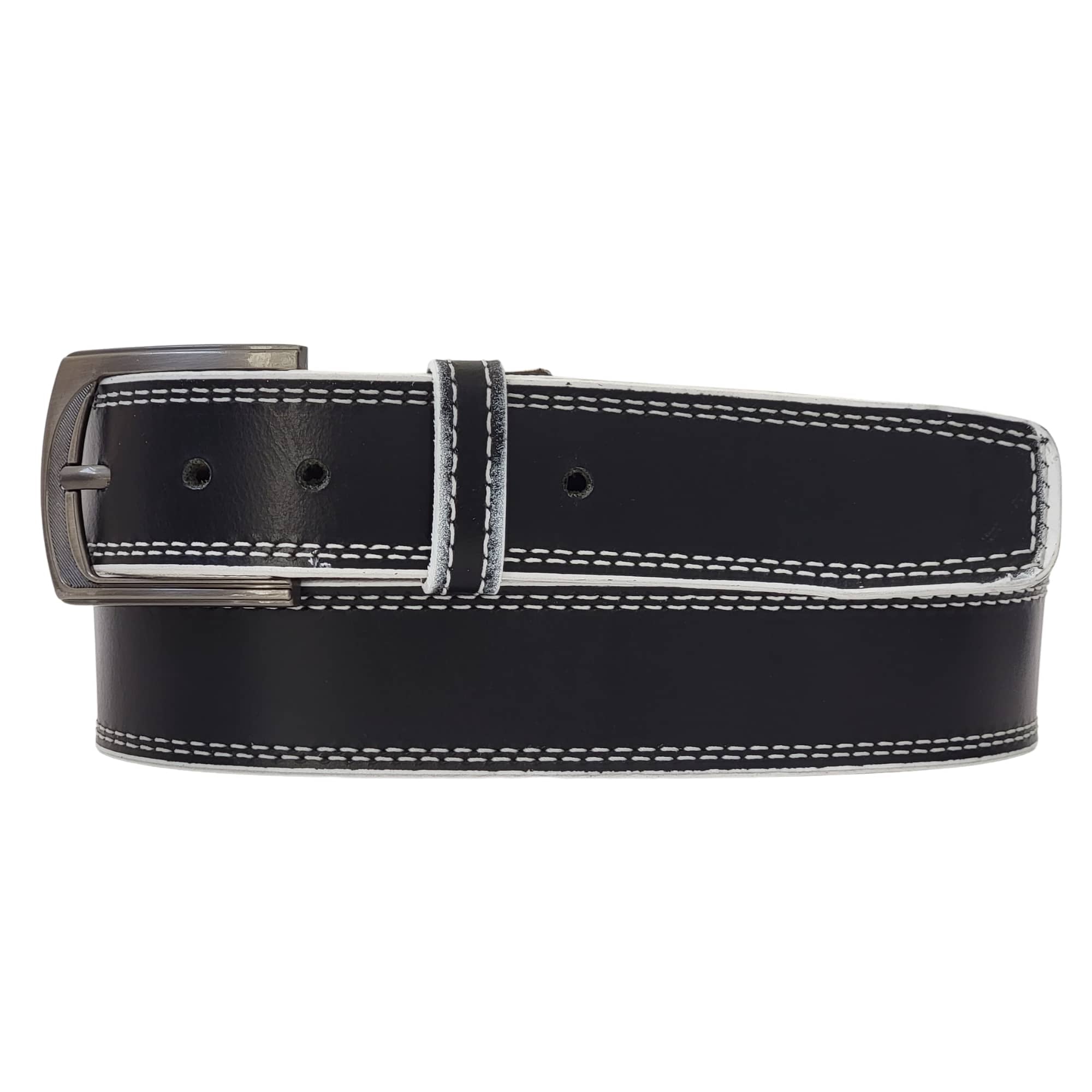 The Diablo Belt - Black Full Grain Leather Belt with Red Stitches 6