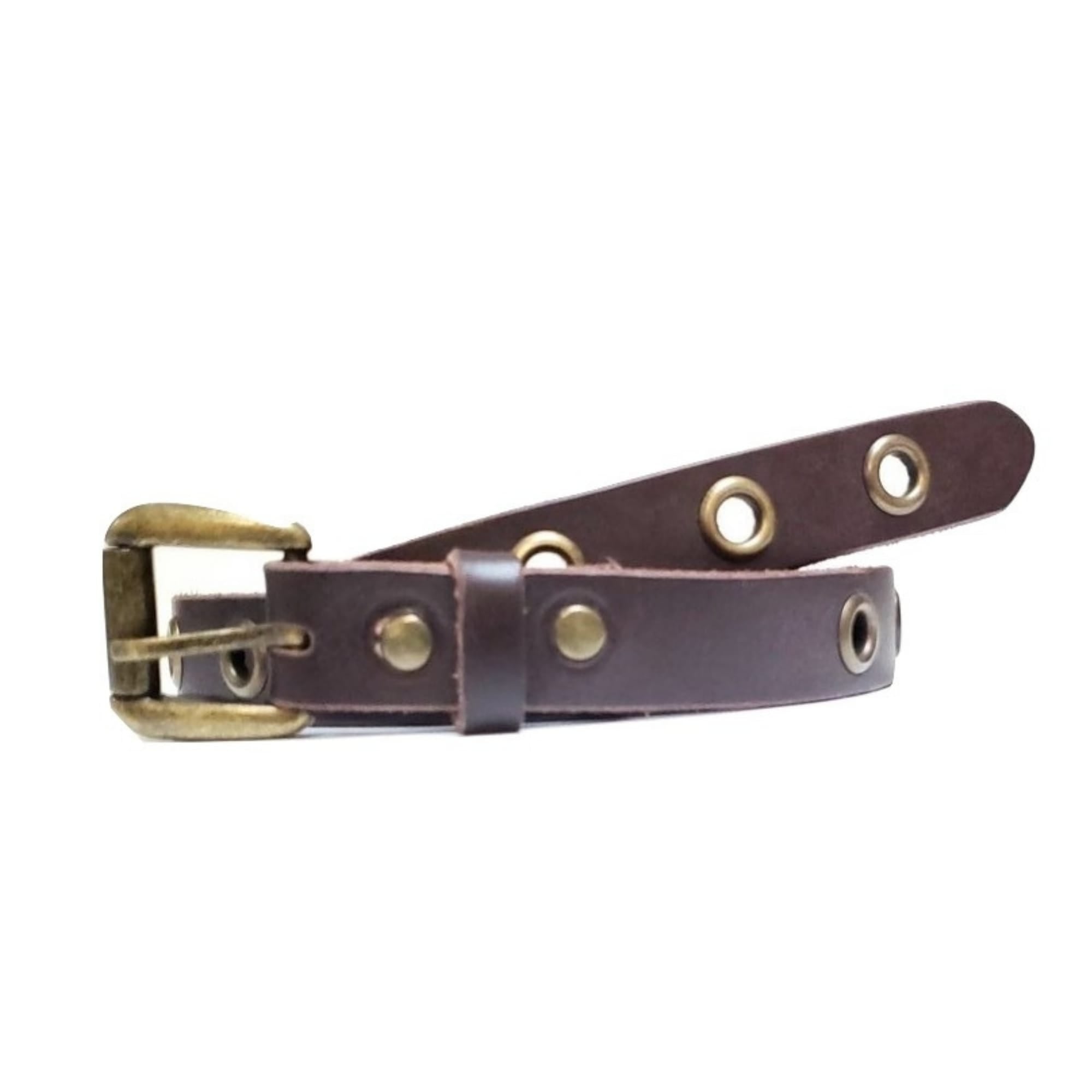 Exene - Ceinture fine en cuir marron avec œillets simples - Fabriquée au Canada  7