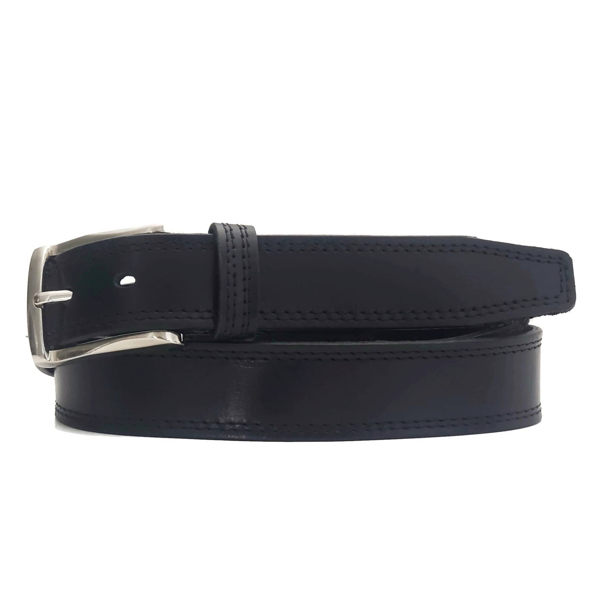 Ceinture Milestone - Ceinture noire habillée 100% cuir véritable 