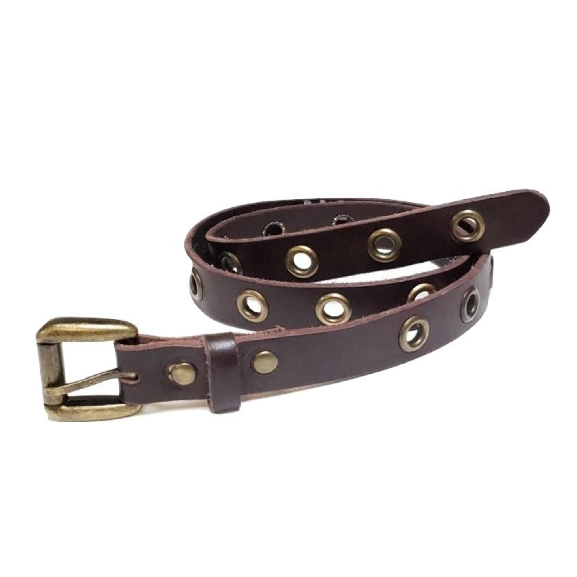 Exene - Ceinture fine en cuir marron avec œillets simples - Fabriquée au Canada  6