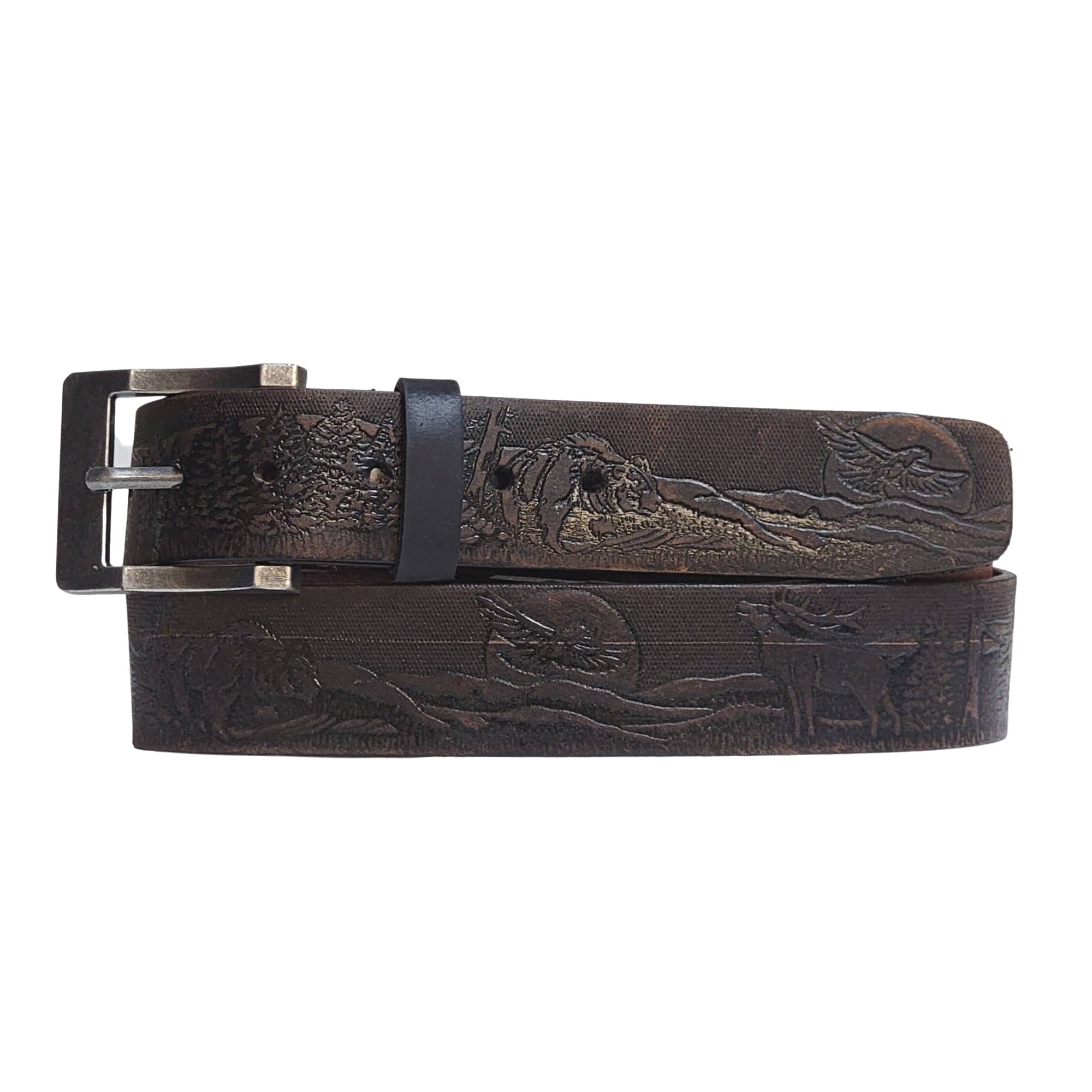 The Wildlife Belt - Cognac Embossed Full Grain Leather Belt Made in Canada 8